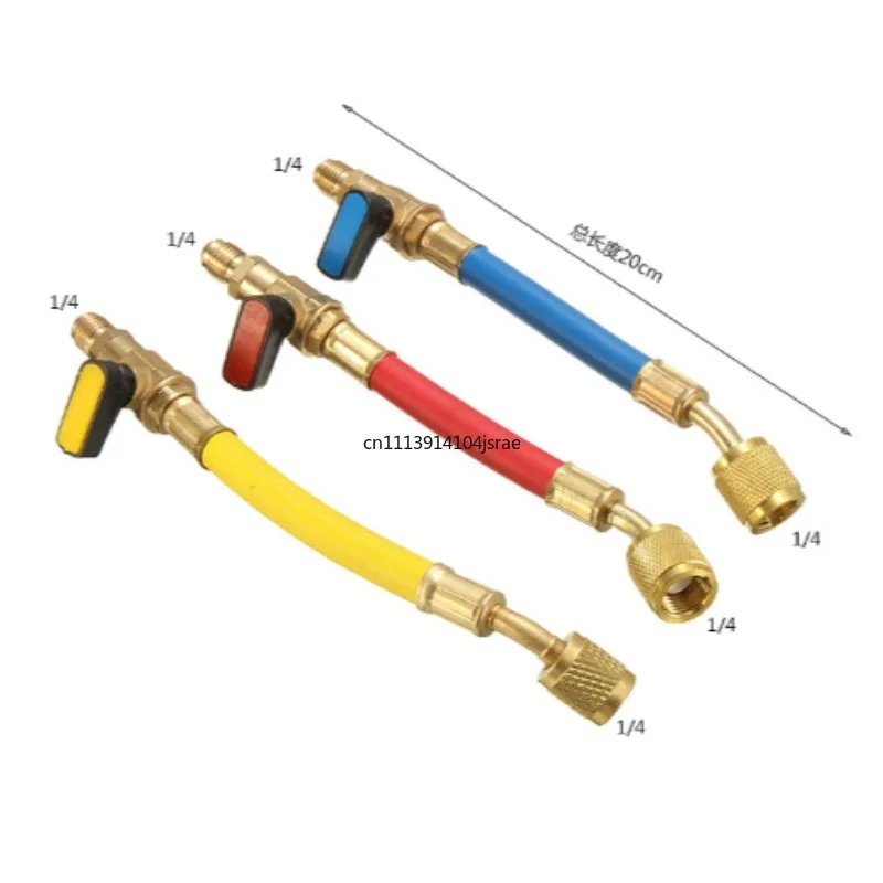 Refrigerant Charging Hose With Ball Valve Switch 1/4 Male Female Thread for Car Air Conditioner Refrigerant Filling
