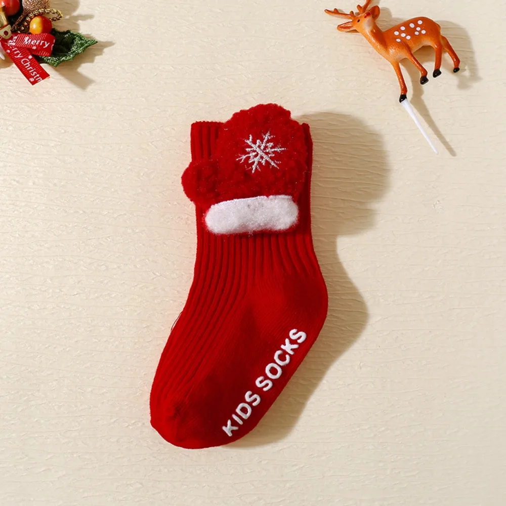

Warm Soft Christmas Baby Socks Anti Slip Cotton Newborn Floor Socks Middle Tube Santa Claus New Year Toddler Socks Autumn