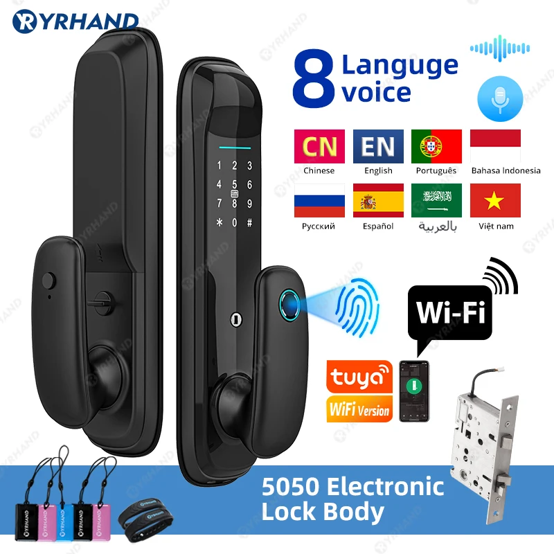 YRHAND Tuya Wifi Digital Electronic Lock For Smart Home Biometric Digital Lock Fingerprint Smart Door Lock