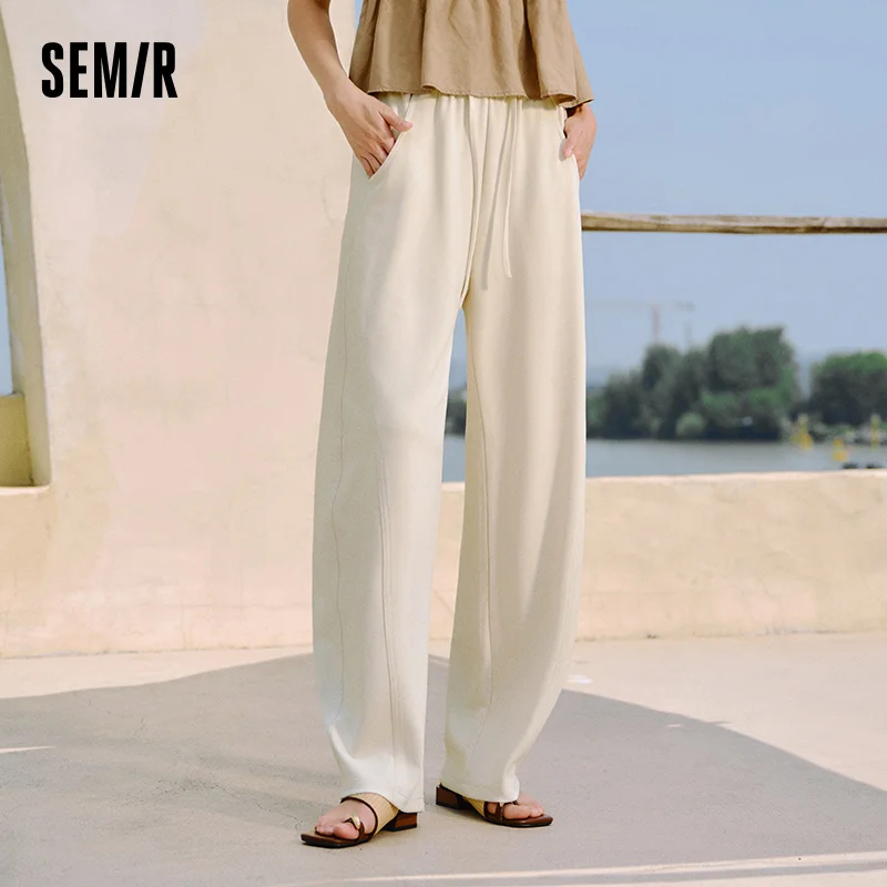 

Semir Casual Pants Women Checkered Texture Loose Saber-shaped Pants 2025 New Summer Black Wide-leg Pants Slimming for Daily Wear