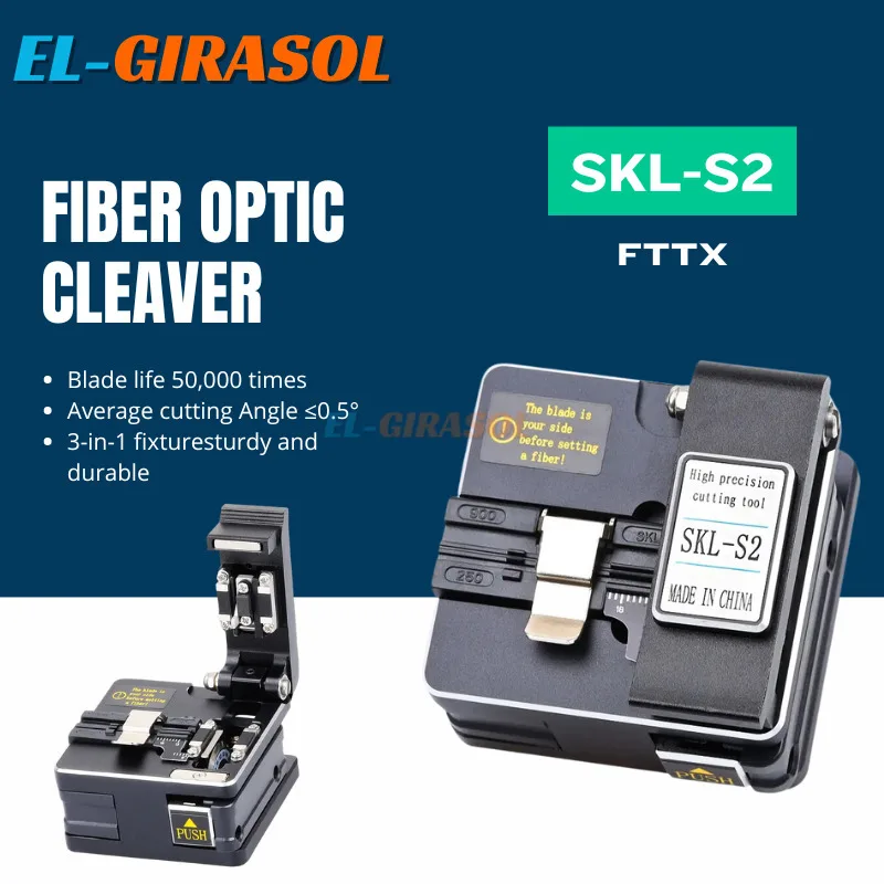 Fiber Optic Cleaver SKL-S2 High Precision Cutting Tool Optical Cleaver Cable Cutting Knife Fiber Cleaver 16 Surface Blade FTTH