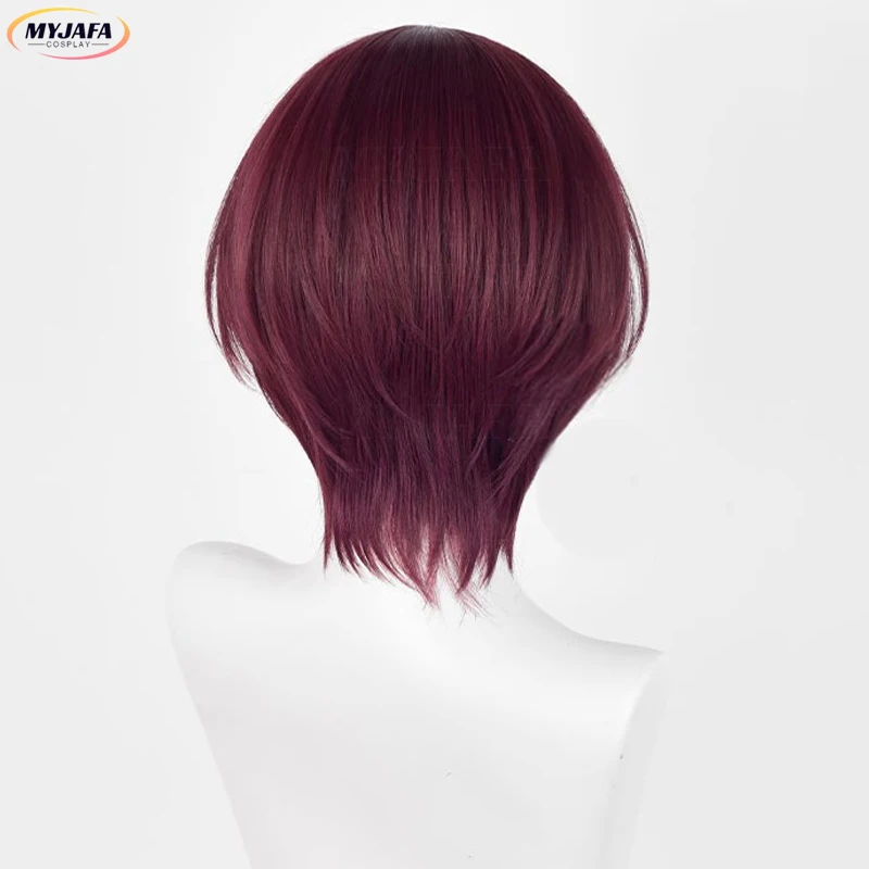 Hayato Suo Cosplay Wig Anime Short Dark Brown Red Heat Resistant Synthetic Hair Halloween Party Wigs + Wig Cap