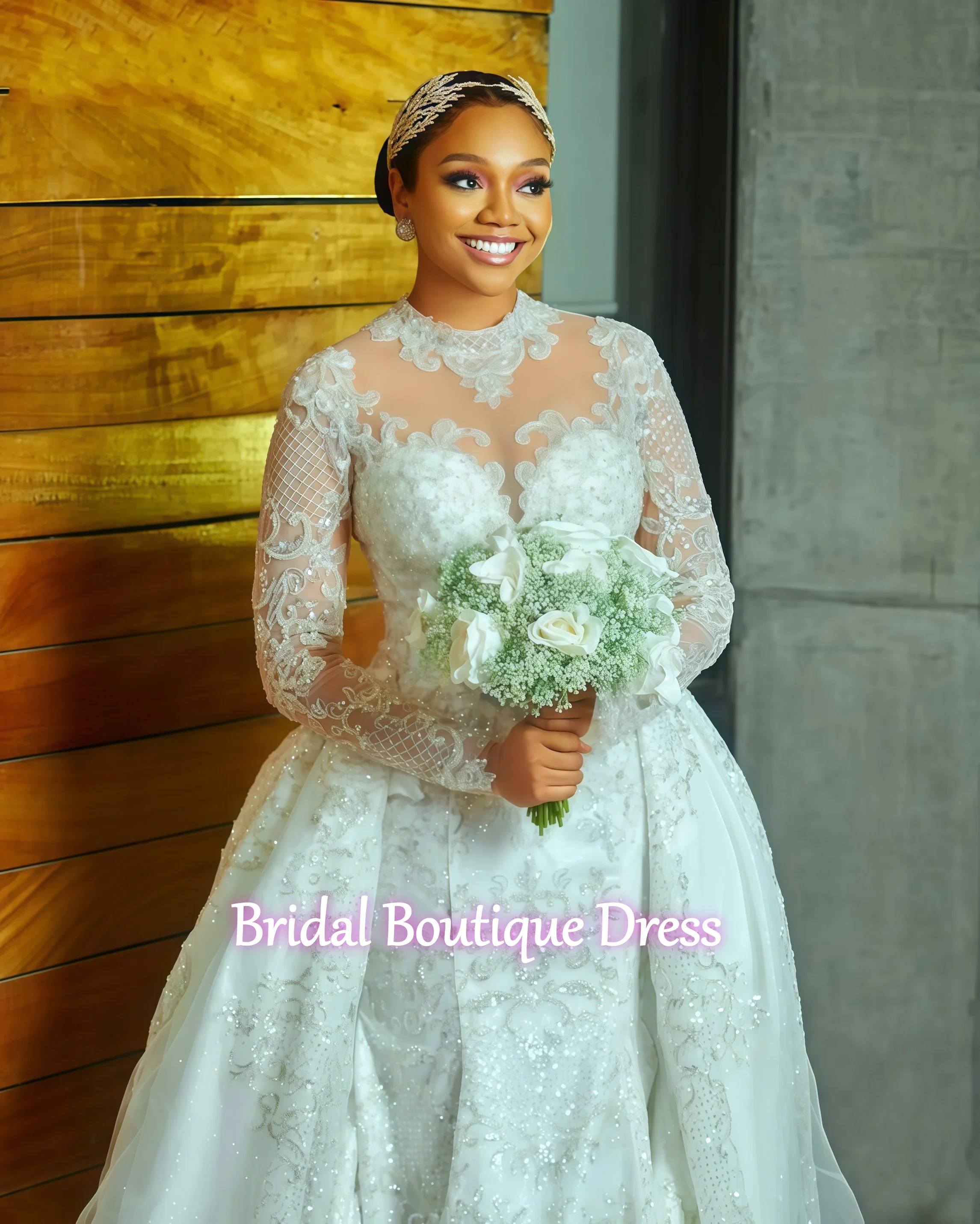 Angepasst Exquisite Abnehmbare Afrikanische Brautkleider Meerjungfrau Mit Langen Ärmeln Spitze Perlen Aso Ebi Brautkleider Vestido De Novia