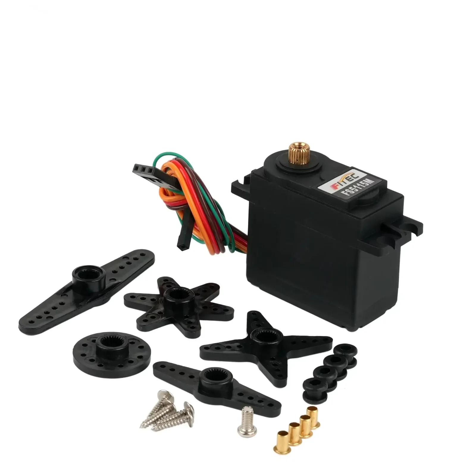 DIYmall FS5115M-FB Цифровой сервопривод 15,5 кг/см Цельнометаллическая шестерня с крутящим моментом, вращение на 180 градусов, с положением обратной связи, 4 шт.