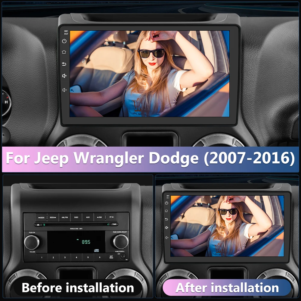 AWESAFE Wireless CarPlay Android 12 Radio For Jeep Wrangler 3 JK 2008 2009 - 2016 GPS Navigation Stereo Car Intelligent Systems