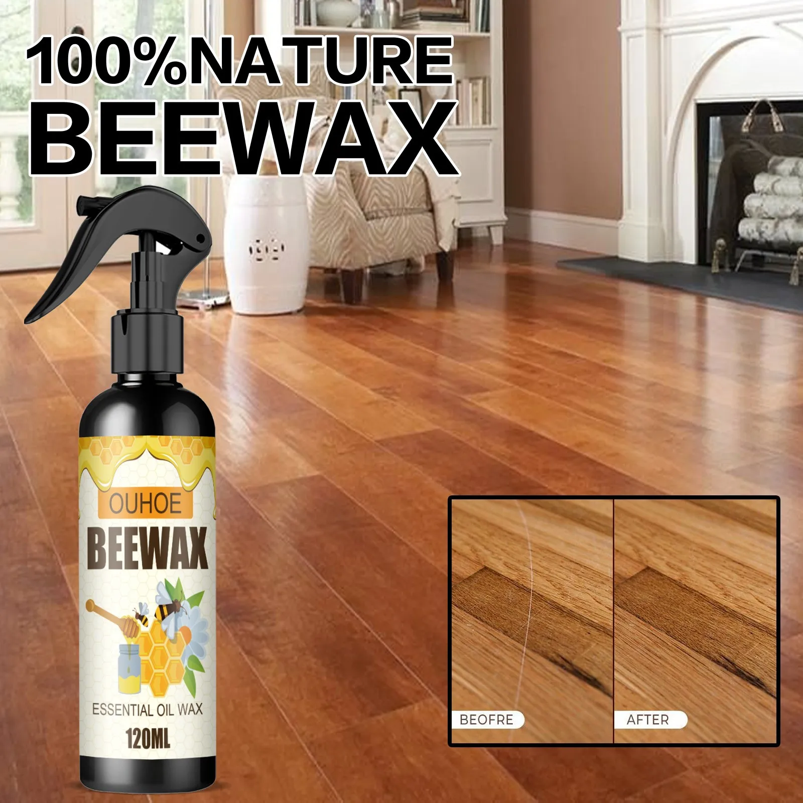 Wood Care Wax Solid Wood Furniture Polishing Seasoning Beeswax Polisher Waterproof Furniture Care Maintenance Beeswax 120ml