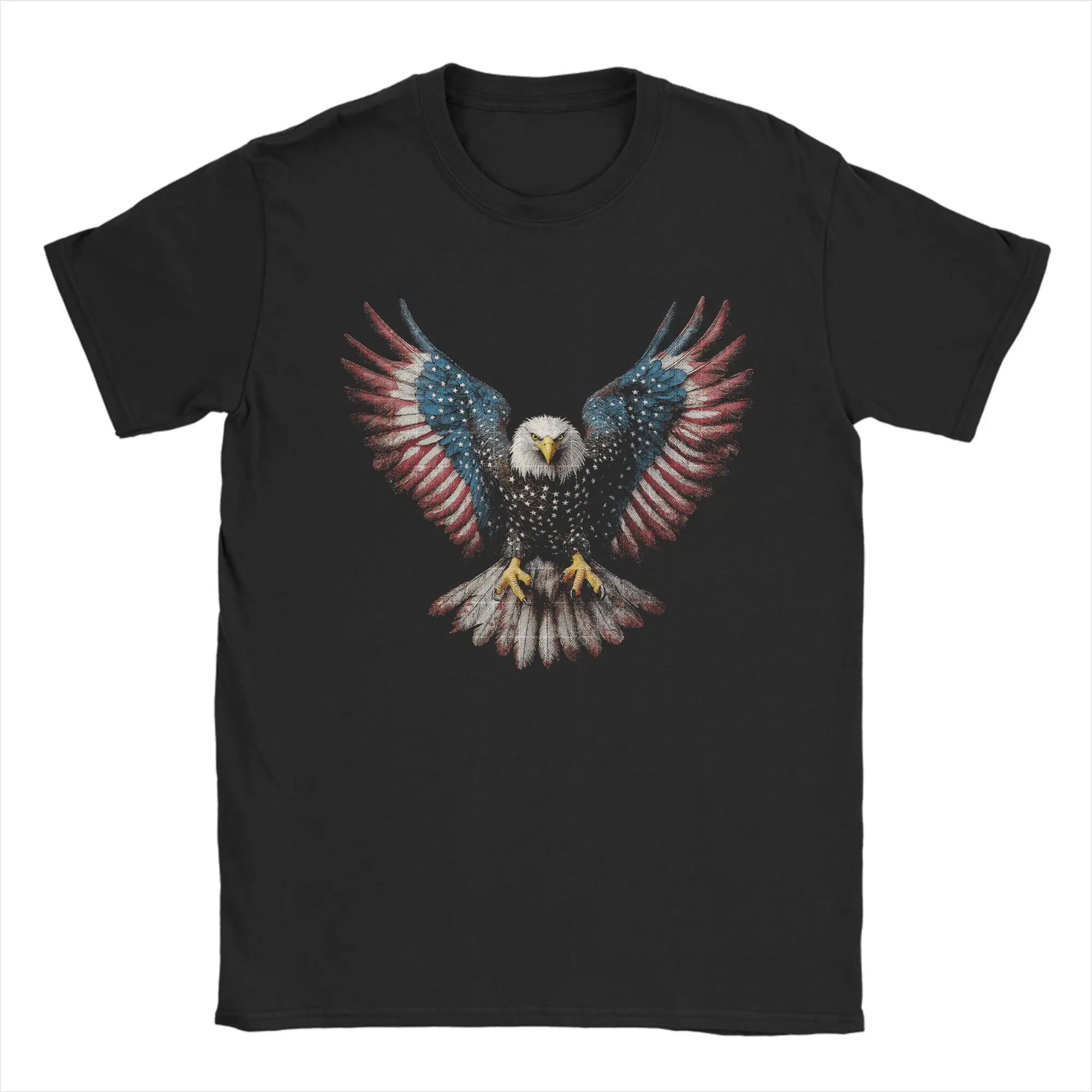 Men Women T-Shirt American Flag Bald Eagle 4th of July USA Patriotic T Shirts Trendy Cool  Summer Tees Cotton Tops Gift Idea