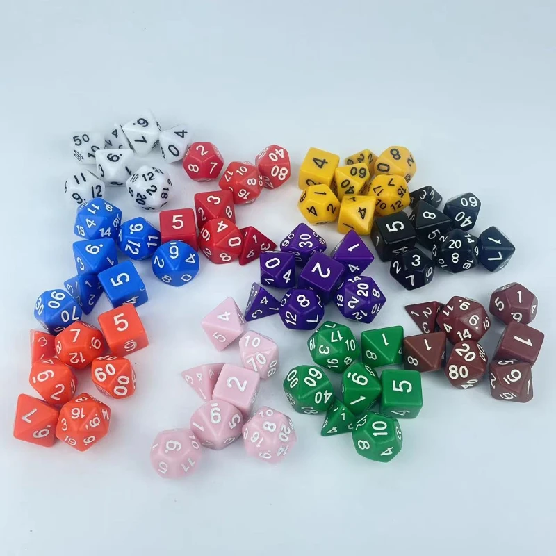 7Pcs/set New Acrylic Dice Board Game Entertainment DND Polyhedral Dice Solid Color Series