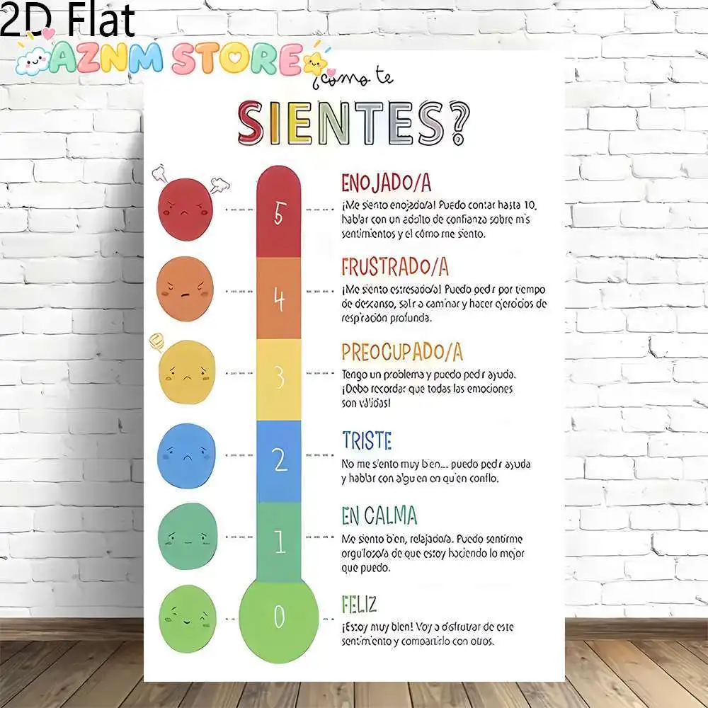 2D Flat, 1pc, Mood Meter Emotional Scale Decorative Art Print Frameless Canvas Artwork for Home and Office Wall Art Decor, 2D