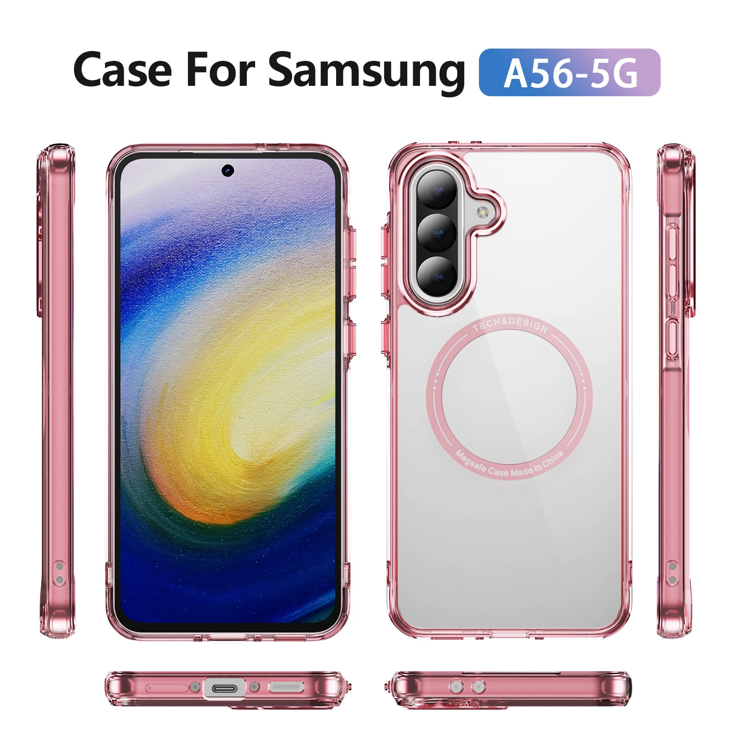 حافظة شفافة مغناطيسية شفافة لهاتف سامسونج جالاكسي S25 Ultra S24 Plus S23 A56 A55 A15 لهاتف Magsafe Matte غطاء نحيف مقاوم للصدمات