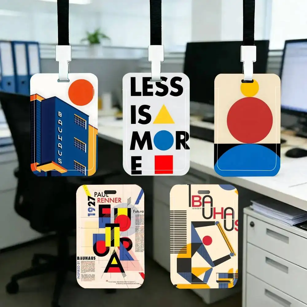 

Bauhaus Words Quote ID Card Holder Neck Strap Pendant Door Badge Holder Lanyards Keychain Work Credential Case Gift