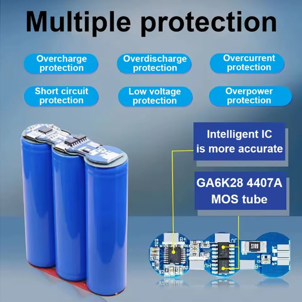 

12V Newly upgraded 13800mAh rechargeable 18650 3S1P lithium-ion battery pack, equipped with BMS protection board+12V 1A charger