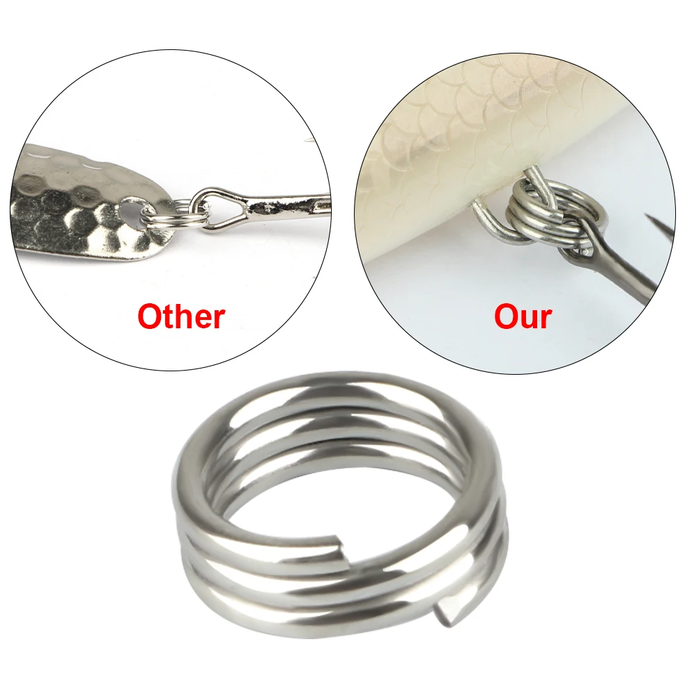 FTK 10Pcs/lot Silver Stainless Steel Double Layer Fishing Split Ring High Quality Fishing Connector Accessories Wholesale - view 6