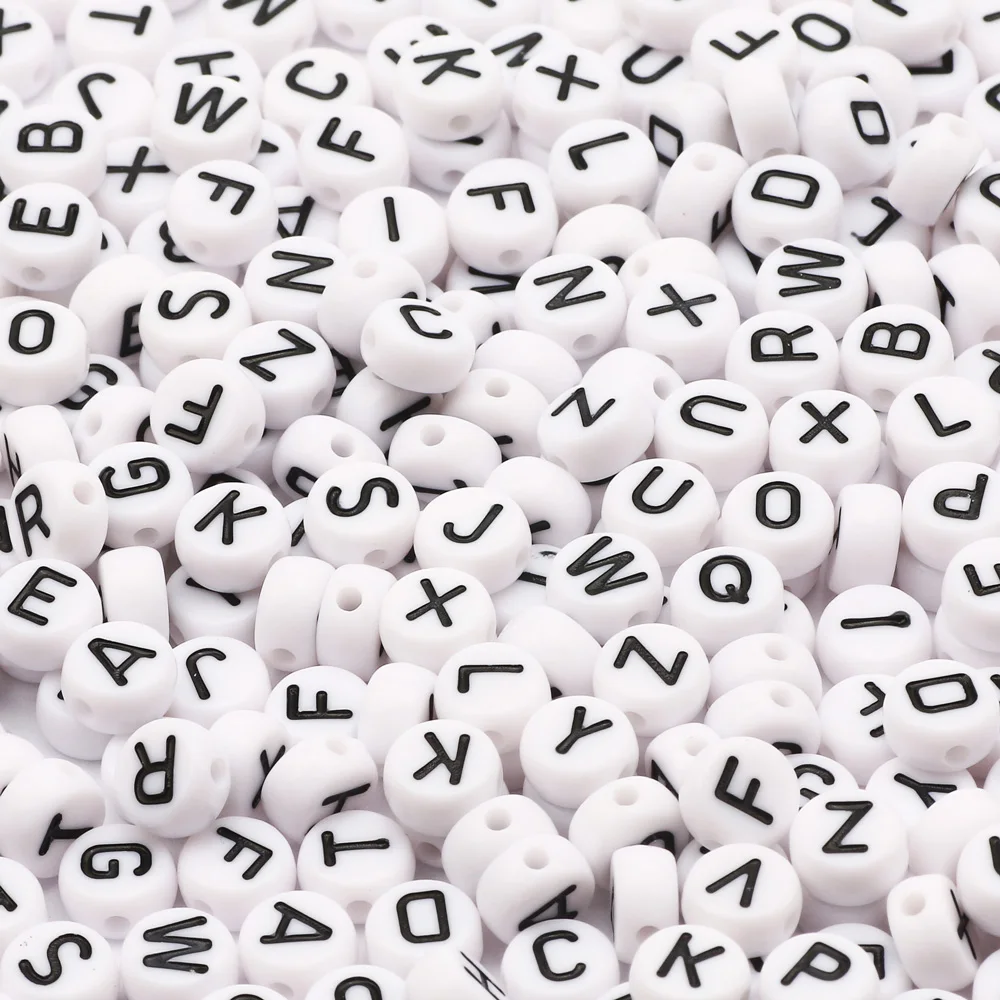 7mm Black White Mixed Letter Acrylic Beads Round Flat Alphabet Spacer Beads For Jewelry Making Handmade Diy Bracelet Necklace image 5