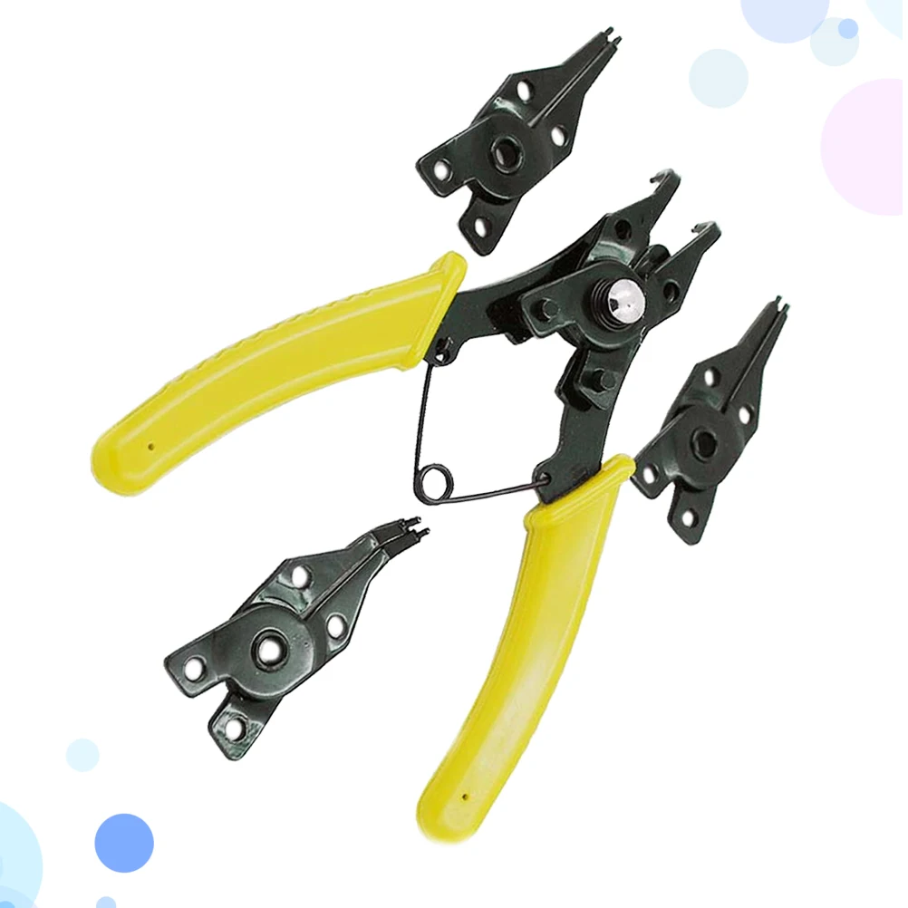 

Tool Yellow Color Retaining Circlip Pliers Internal External Ring Remover Durable Steel Non Slip Grip Spring
