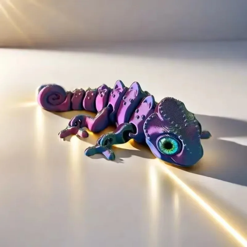

3D Printing Chameleon Figures with Multi-joint Movable & Simulation Eyes - Kids Toy Home Accessories Living Room Decoration Gift