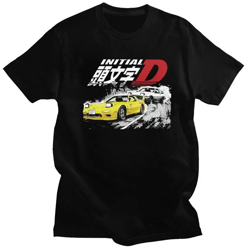 Custom Classic Anime Initial D Drift Racing T Shirt Men T-shirt Casual Tee Pure Cotton Slim Fit Tshirts Gift