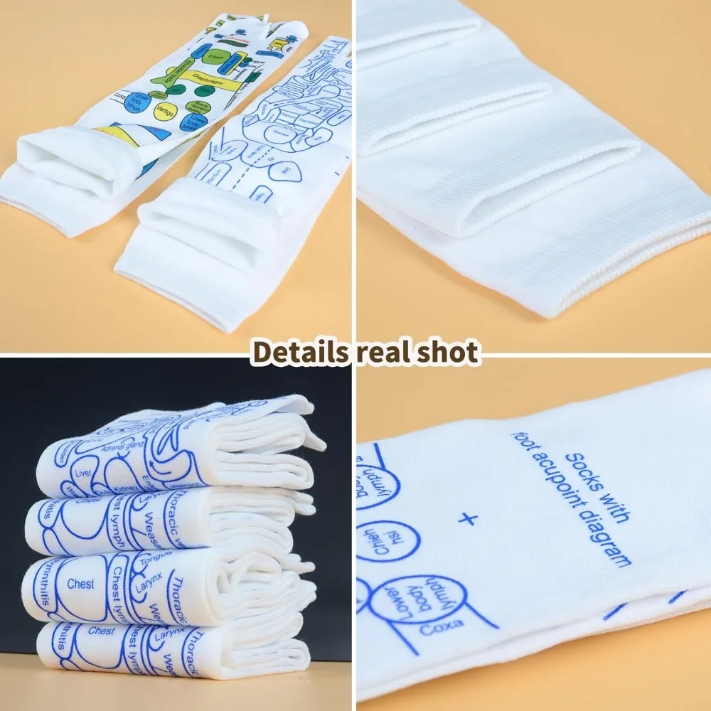 2쌍 반사요법 양말 세트 도구 지압 침술 트리거 포인트 발 통증 완화 요법 지압 마사지 발 관리 도구