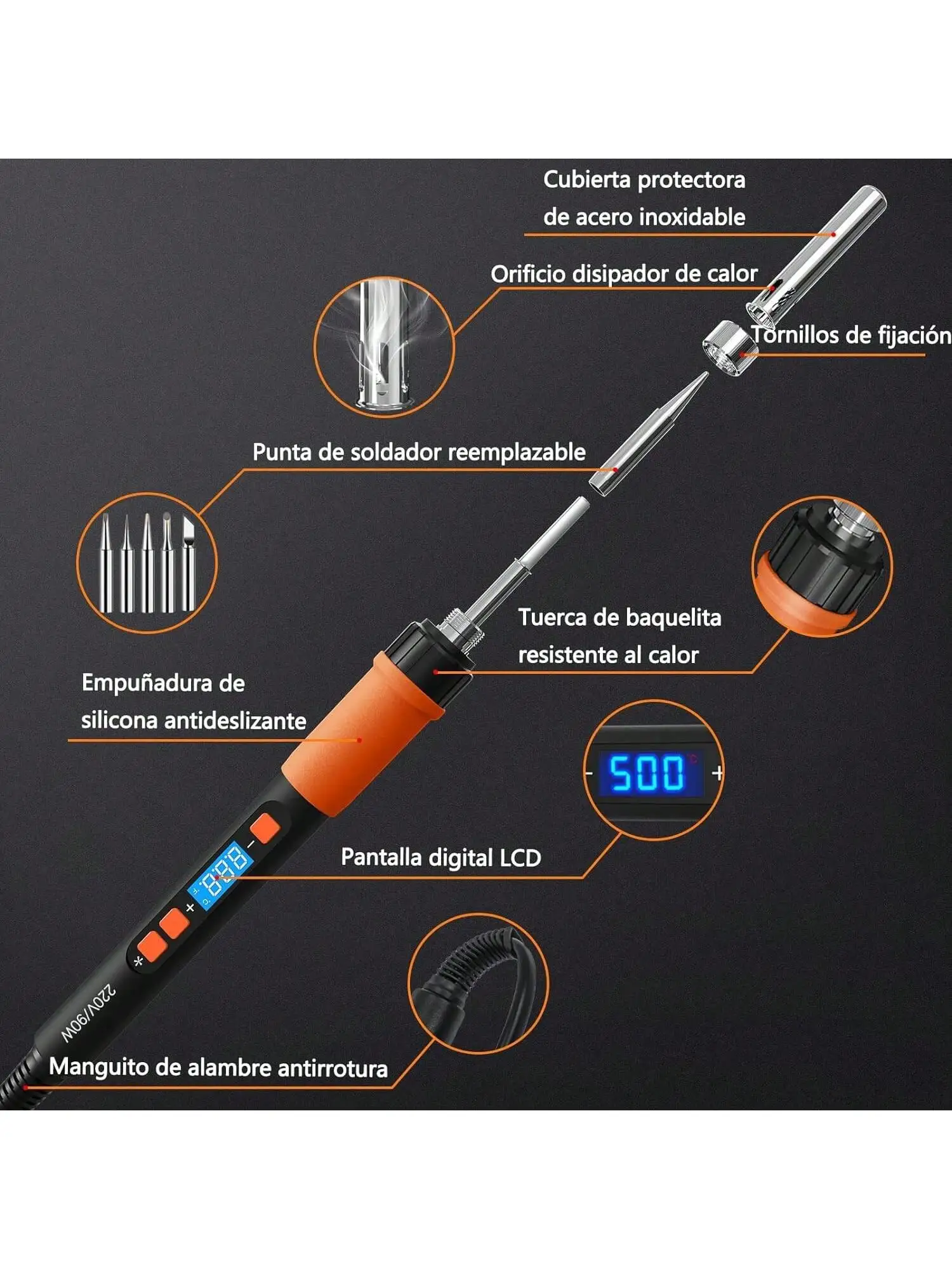 ILIBILIB HX5 90W Professional Soldering Iron 110V-240V with Sleep Mode, LCD Display & Precise Temperature Control (180-500°C)