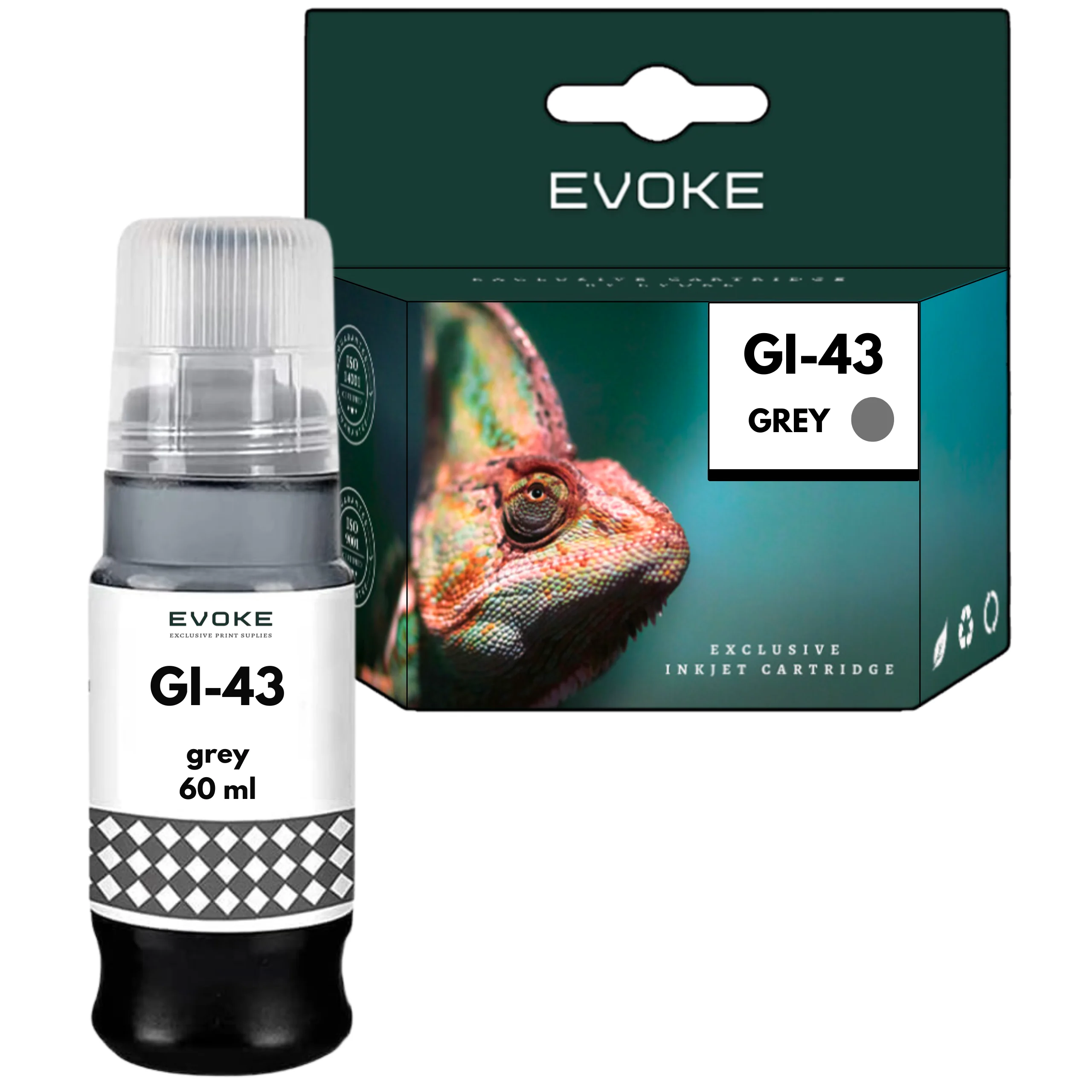 Evoke Compatibele Inkt voor Canon Gi-43Gy Gi43Gy Gi-43 Gi43 Grijs 3700 Pagina's Pixma G540 G640