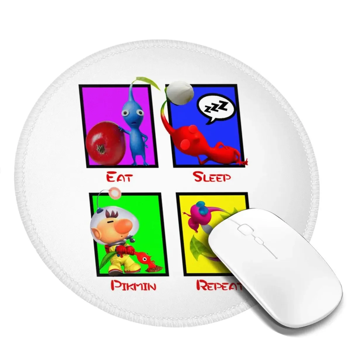 Eat Sleep Pikmin Repeat Round Mouse Pad Computer Keyboard Mouse Mat Gamer PC Desk Mat Office Accessories Table Mats