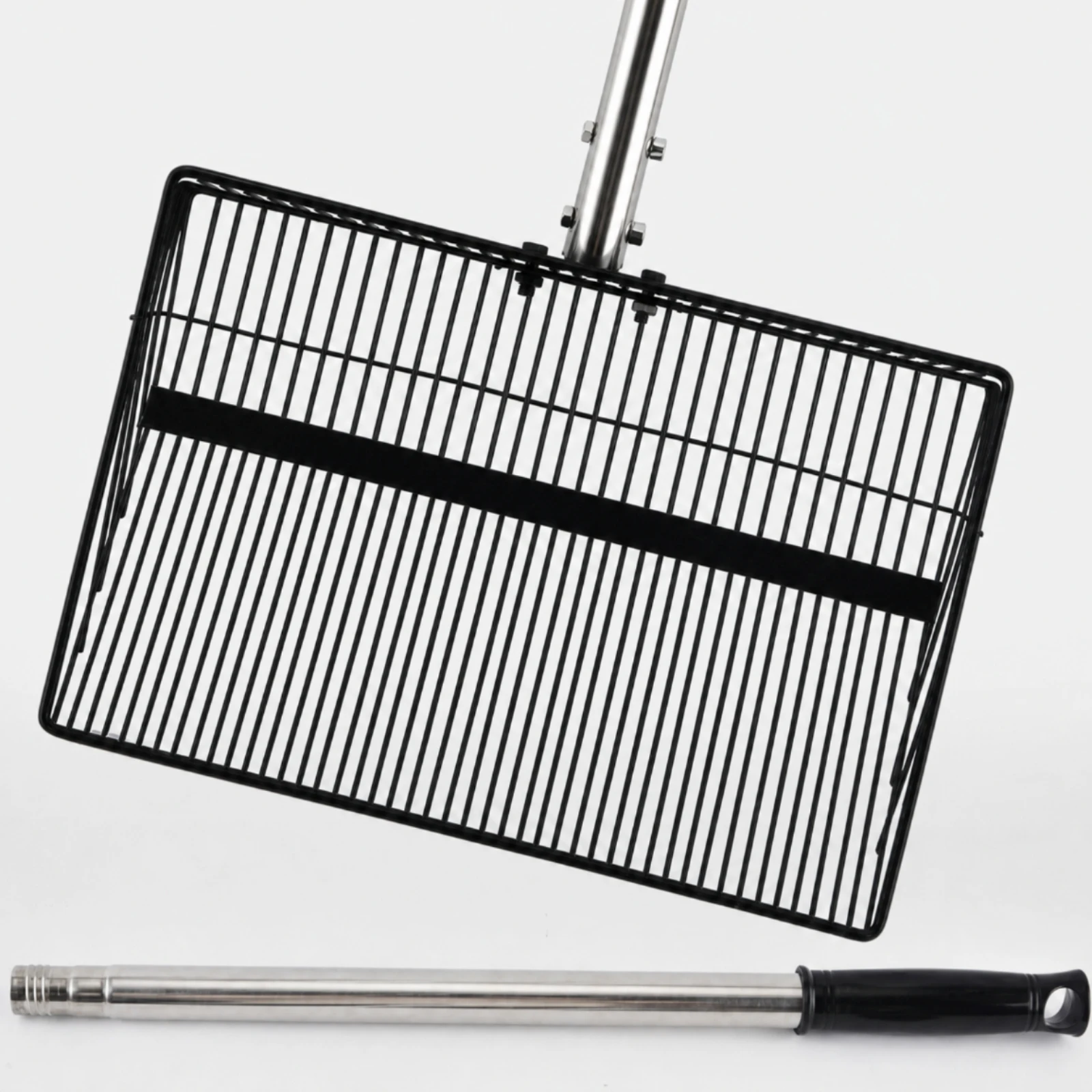 Metal Waste Scoop with Long Handle Multifunctional Metal Poop Scooper with Grip Slotted Litter Scoop Easy to Rinse