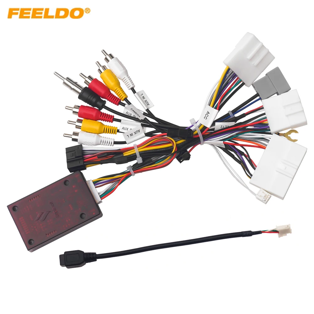 FEELDO Car 16pin Power Cord Wiring Harness Adapter For Nissan X-Trail/Altima/Qashaqi/Rogue/Rogue Sport Installation Hea