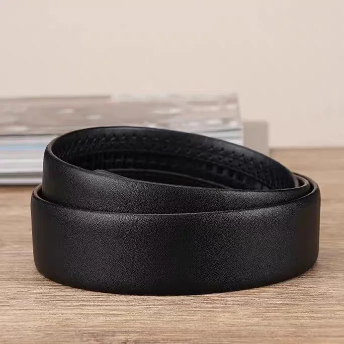 حزام حزام من الجلد الطبيعي للرجال 2025 بعرض 3.5 سم، إبزيم تلقائي بدون إبزيم متضمن، جلد البقر المحبب العلوي قابل للتعديل، الأعمال