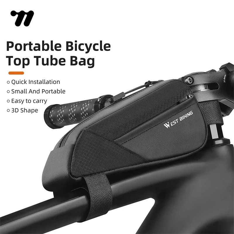 WEST BIKING Bicycle Top Tube Bag Portable Bike Front Frame Triangle Bag Cycling Tools Storage Bag MTB Road Bike Accessories
