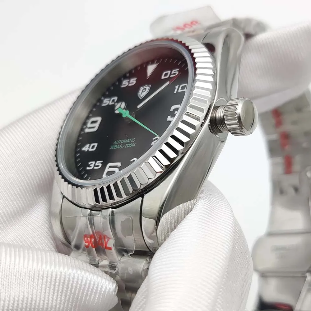 Parnsrpe Relógio Mecânico Automático Masculino 36mm e 39mm Caixa de Safira, C3 Verde Luminoso, Relógio Masculino