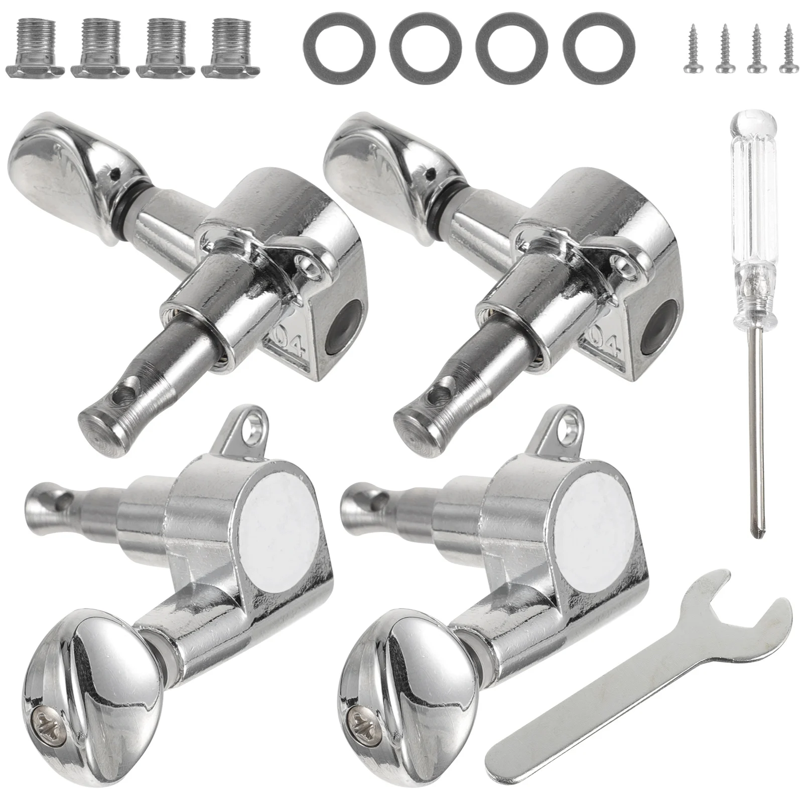 

1 set Fully Closed 4 Guitar Pegs Metal Knob Silver Ukulele Acoustic Guitar Tuning Accessories for Beginners Repairers