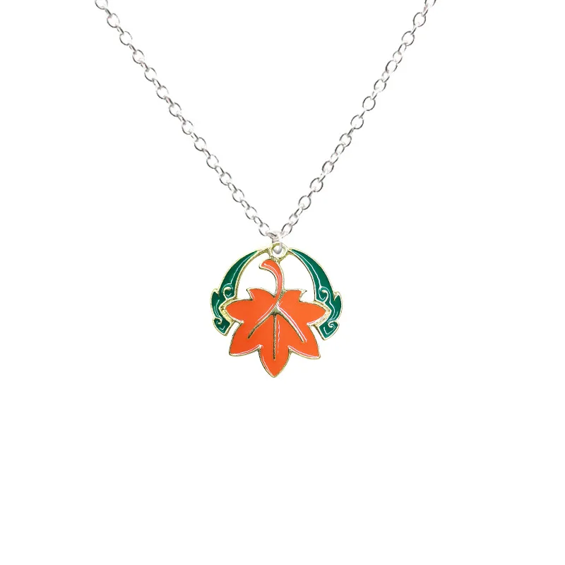 Kaedehara Kazuha Titanium Steel Necklace 3 Styles Chains Impact Pendant Maple Leaf Animation Game Jewelry Gift For Fans
