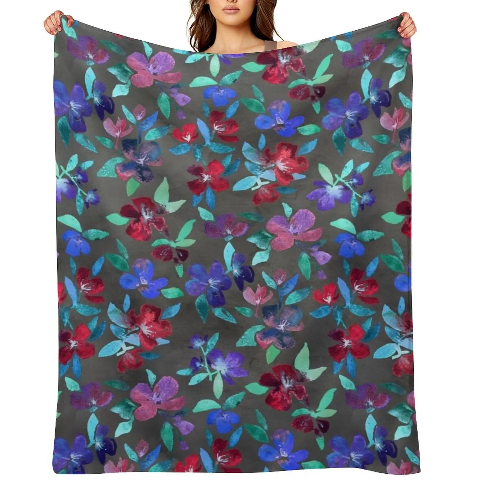 

Blossoms in Cherry, Plum and Purple Throw Blanket Soft Plush Plaid blankets and throws Bed Fashionable Decorative Beds Blankets