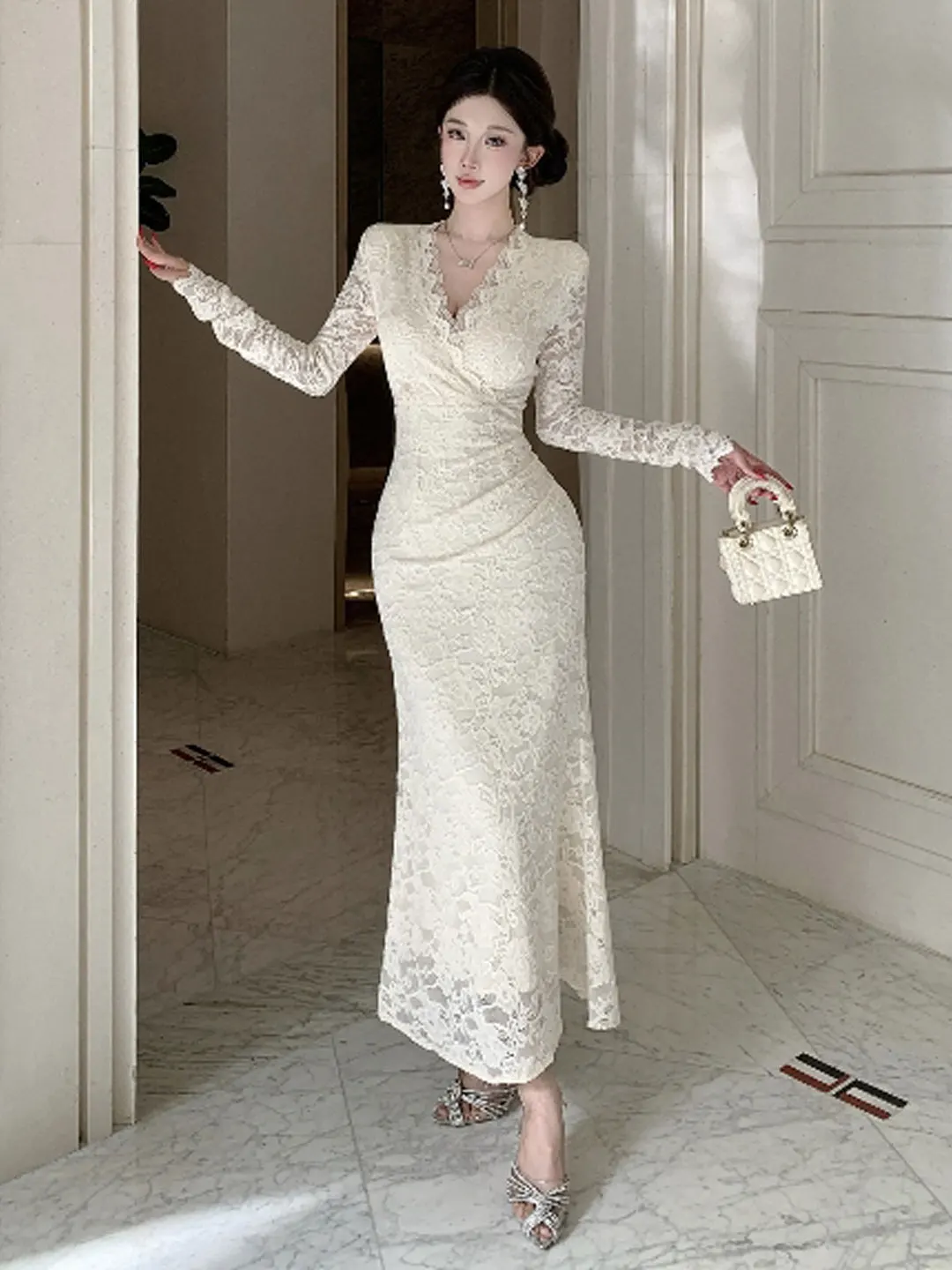 

Сексуальная длинная юбка Pure Desire Lace Dr V-Ne Slim Fit с высокой талией, зимняя мода для женщин, мягкий хлопок, не тонущий, не выцветает