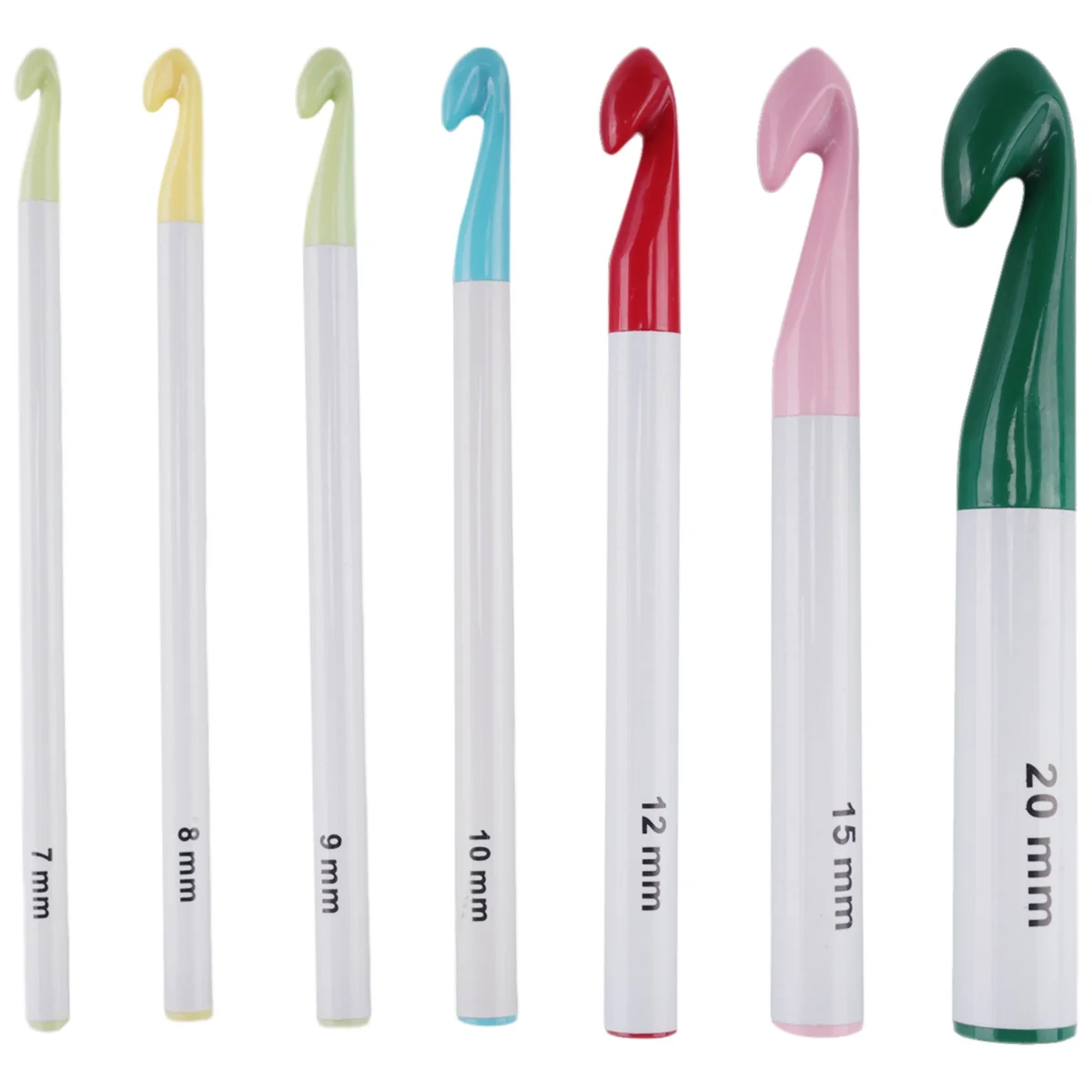 Juego de ganchos de ganchillo con mango de plástico, agujas de tejer, herramienta de cabeza gruesa, accesorios para manualidades DIY, 7mm, 8mm, 9mm, 10mm, 12mm, 15mm, 20mm