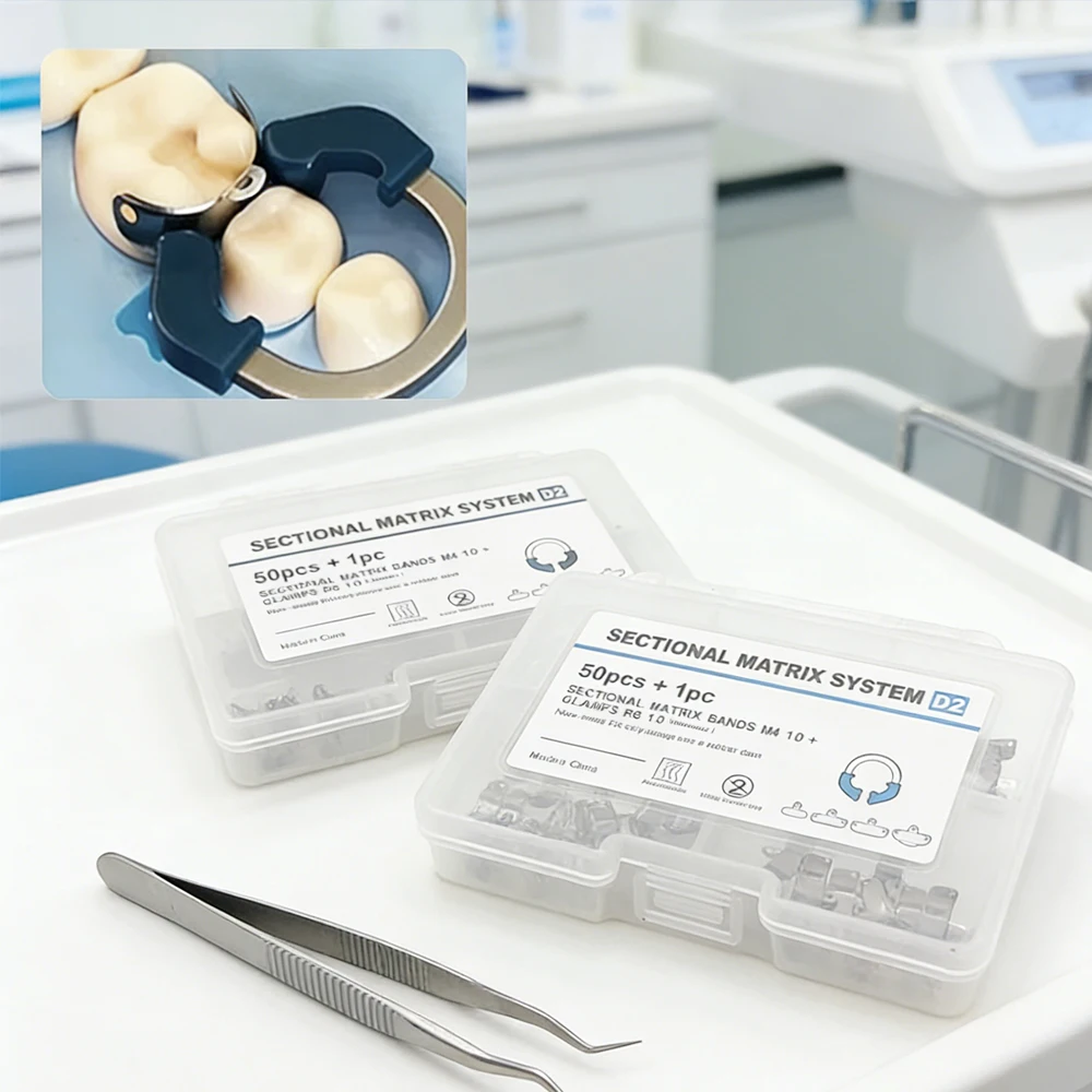 

Nickel Titanium Dental Matrix Bands with Sectional Clamps for Posterior Fillings & Interproximal Shaping