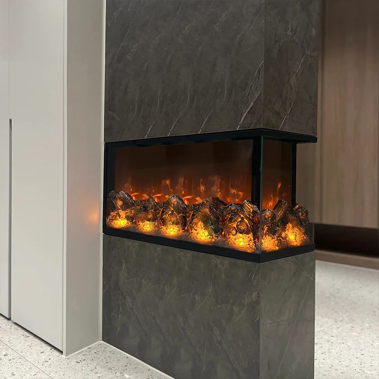 Entrance Partition Wall Decoration  Realistic Multi-color Flame Electric Heating Fireplace