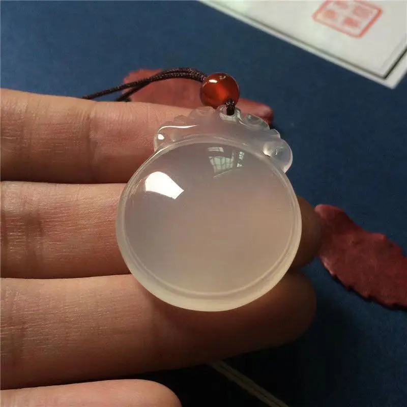 Chalcedony Breast Protector Pendant Chalcedony Mirror Men's and Women's Jade Ruyi Pendant Pendant Jade Pendant