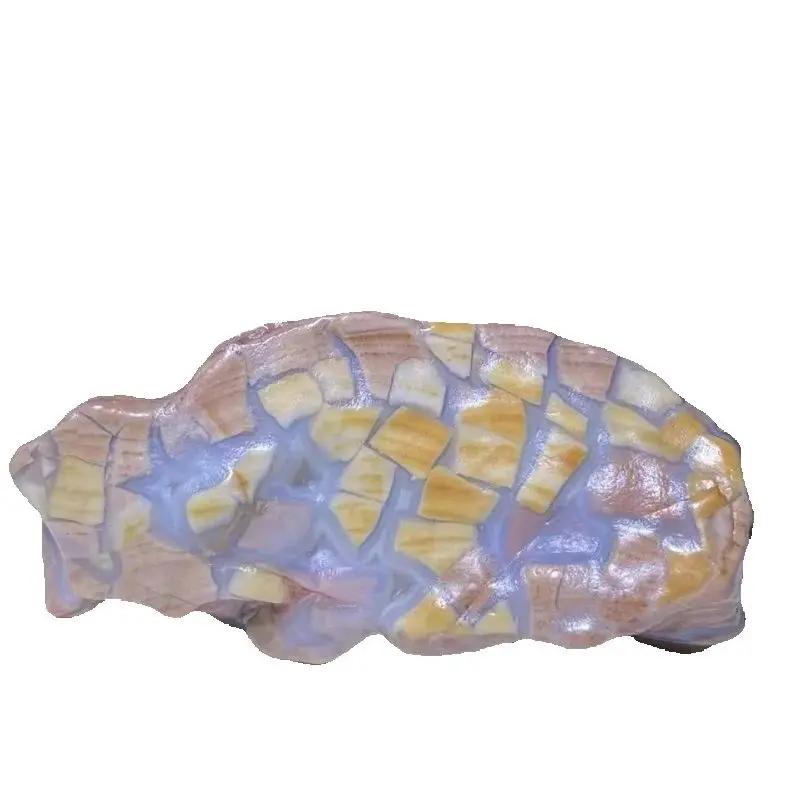 

Натуральный необработанный агат Гоби, орнамент, желто-синий полосатый агат, необработанный минеральный образец, уникальный кристалл, целебный камень для коллекции