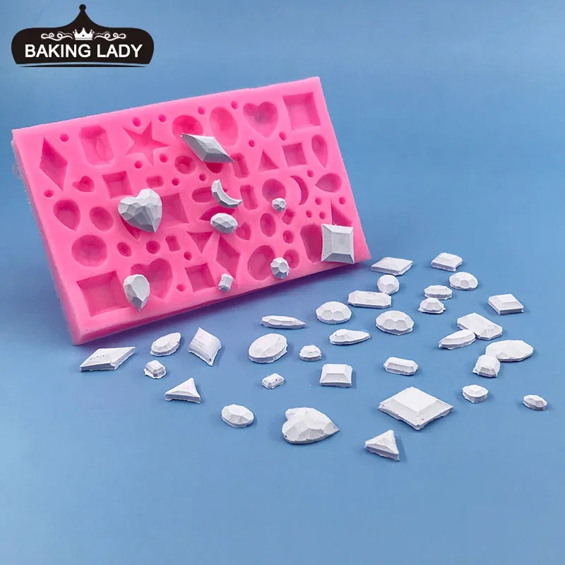 

Round Triangle Square Love Diamond Crystal Gem Jewelry Epoxy Mould Cake Decoration Fondant Silicone Mould