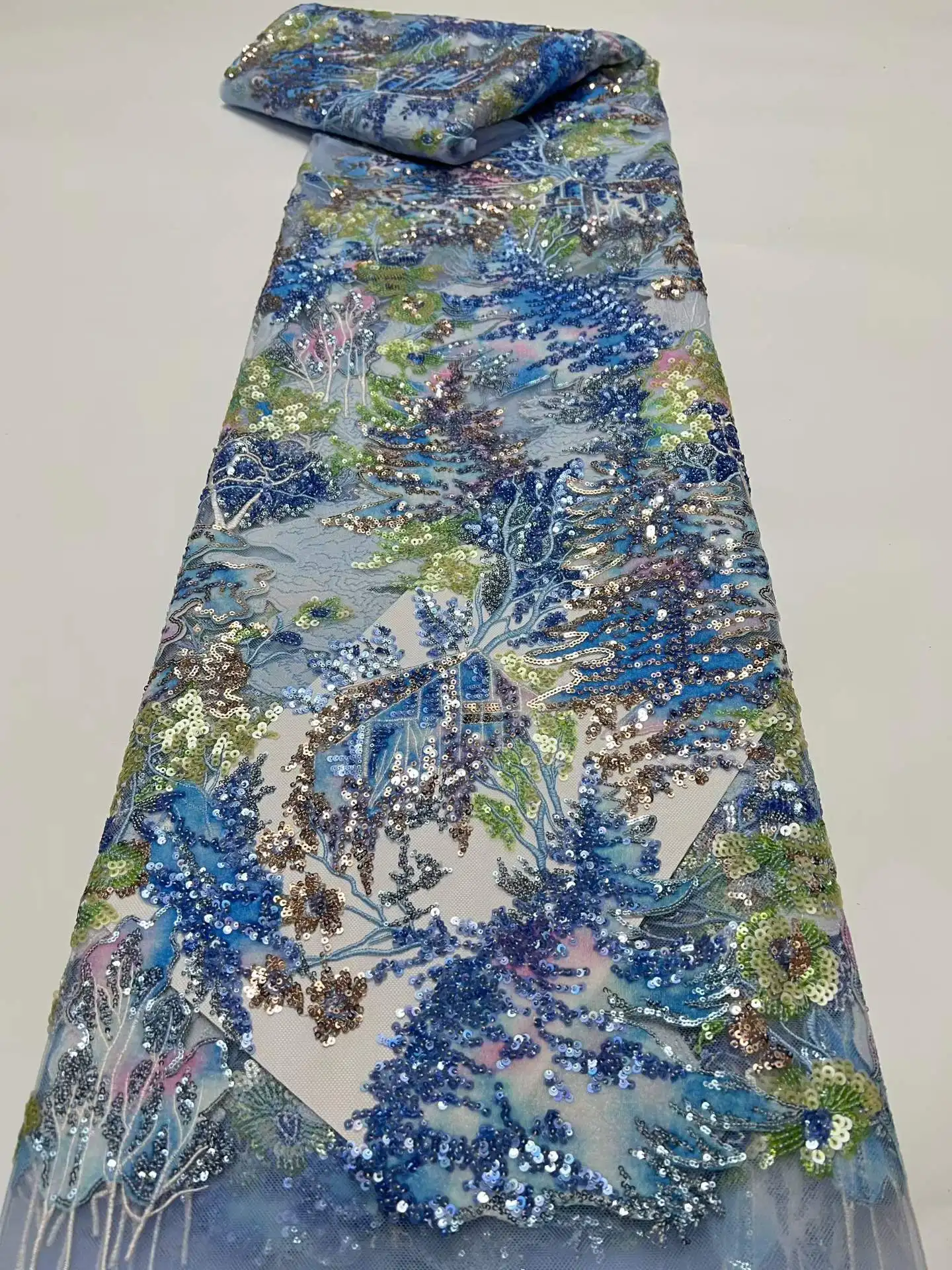 

5 Yards African Sequins Lace Fabric 2026 Royal French Sequins Tulle Lace For Women Party Dress Sewing Material