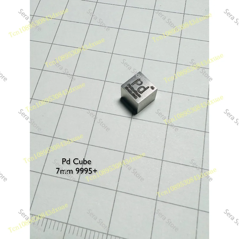 7mm Pure Palladium Cube 99.95% Pd High Purity Element Cube for Collection Lab