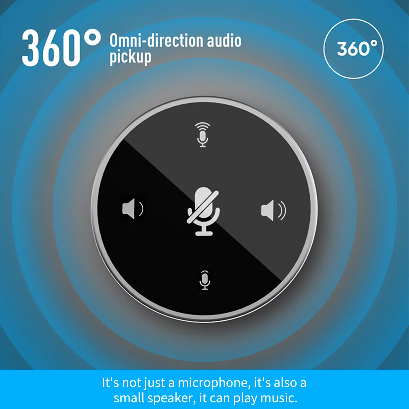 Microfono telefonico con altoparlante per conferenze USB da tavolo 360 °   Microfono per computer con funzione microfono a condensatore per PC omnidirezionale