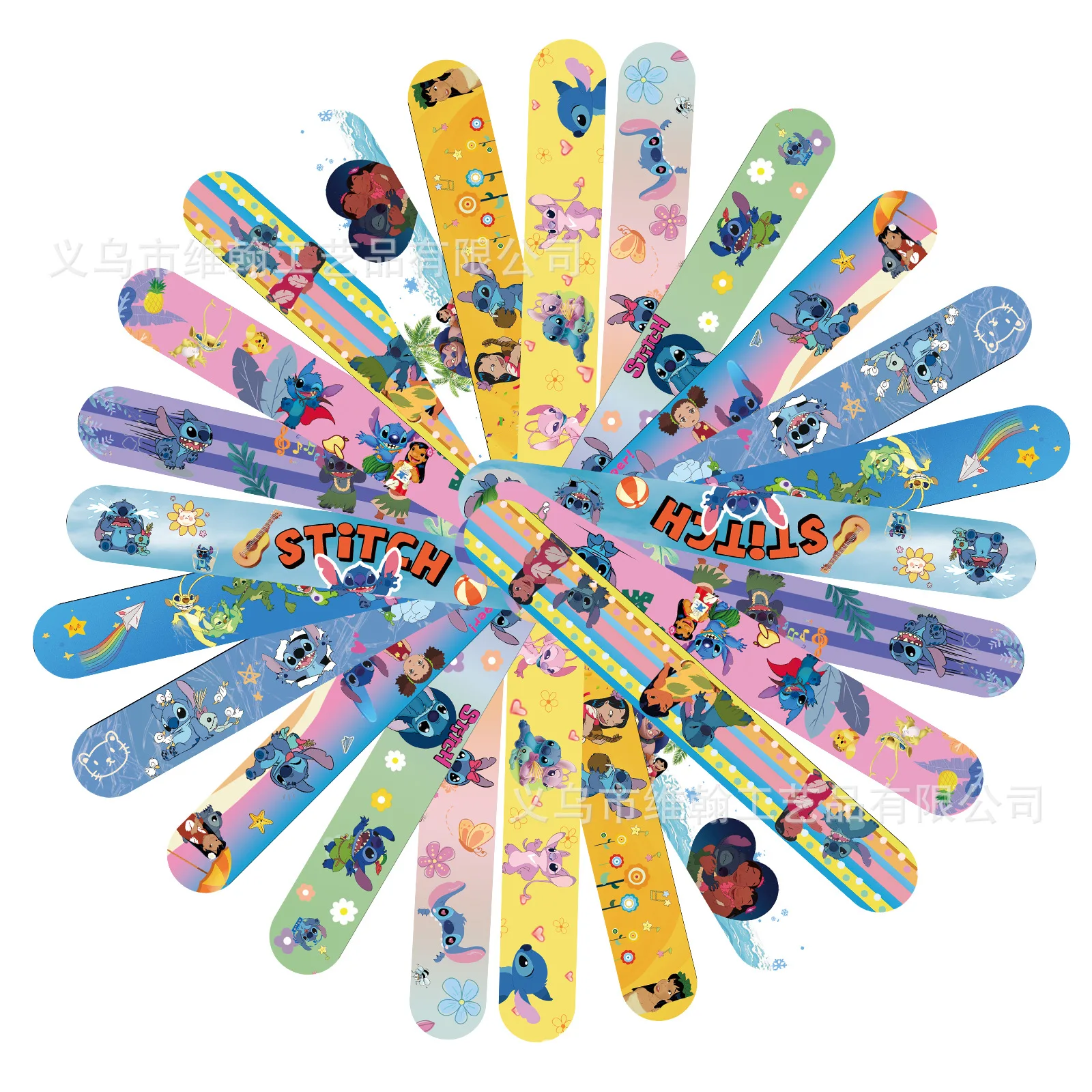 12 pezzi Disney Lilo Stitch Braccialetti schiaffo per bambini Stitch Anime Figura Braccialetti schiaffo per regali per feste di Natale Giocattoli