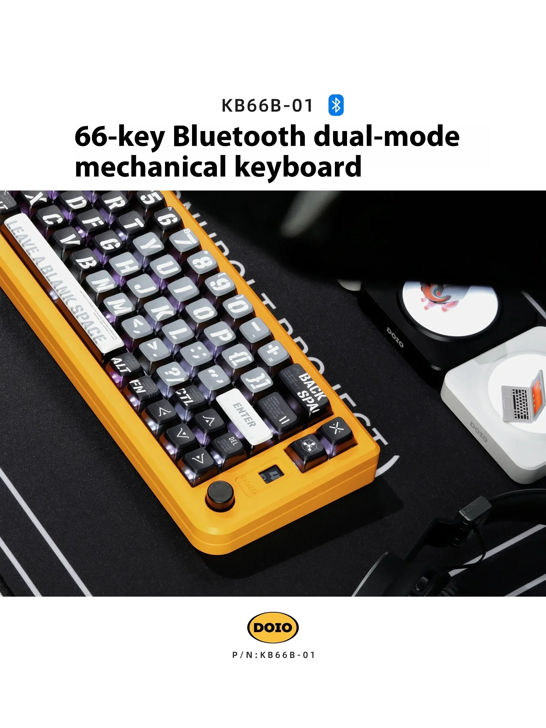 Doio KB66B-01 Mechanisch Toetsenbord Dual Mode Custom Aluminium Gaming Toetsenbord Rgb Met Knop 66 Toetsen Hot Swap Pc Gamer Geschenken