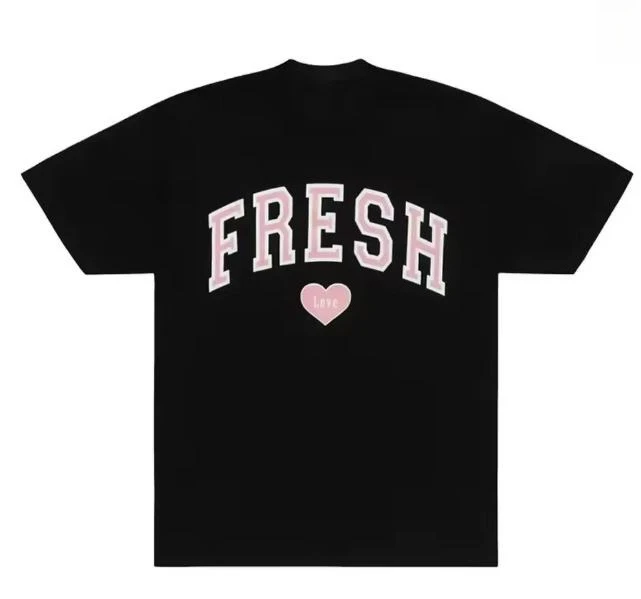 Women Fresh Love Heart T Shirt Varsity Arch Letter Pink Heart Love Graphic Casual Short Sleeve Black Tee Tops