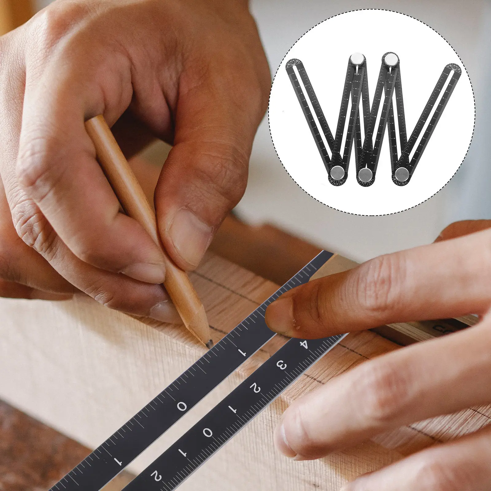 1Pcs Locator Punch For Tile Marking Woodworking Opening Six-fold Ruler Accurate Positioning Tool Drill Guide Punching