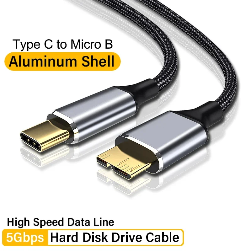

USB Type C to Micro B 3.0 Cable 5Gbps 5A Quick Charging Data Cord for MacBook Hard Drive Disk Type C to Micro B Connector Cable