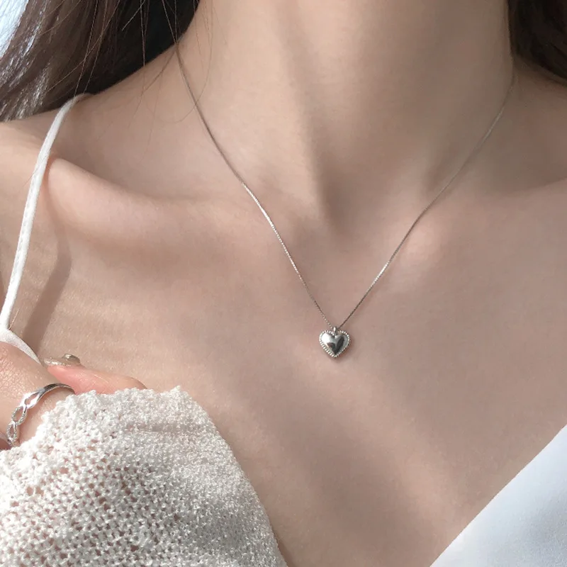 S925 Silver Plated Simple Classic Love Necklace Party Jewelry Accessories For Women and Girls