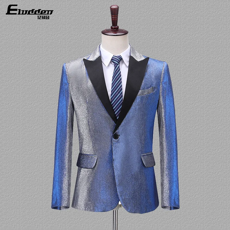 

2023 Men's Color-Changing Suit Jacket Slim Groomsman Dress Casual Shiny Stage Singer Chic Color blazers